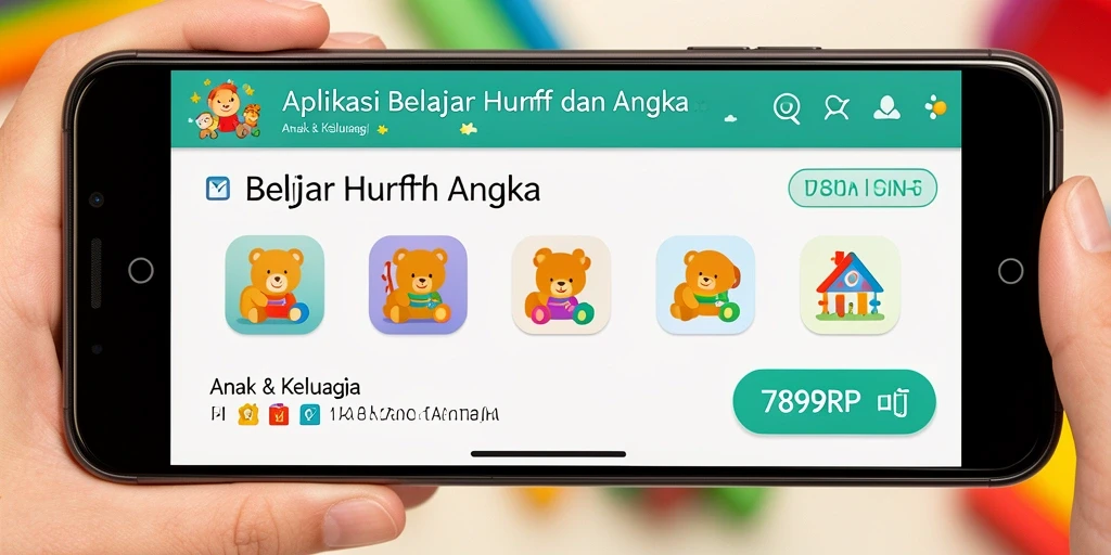Tampilan antarmuka aplikasi Belajar Huruf Angka yang cerah.