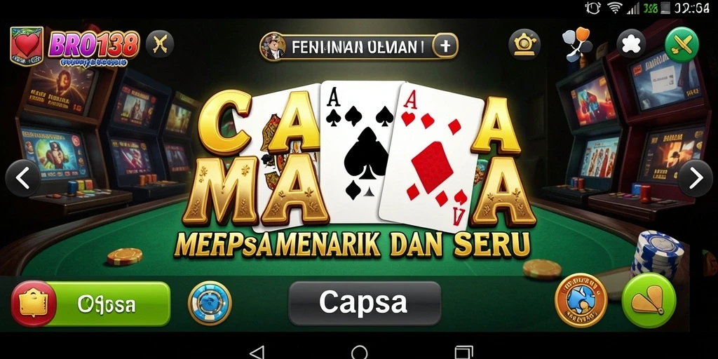 Antarmuka permainan Capsa yang menarik dan interaktif.