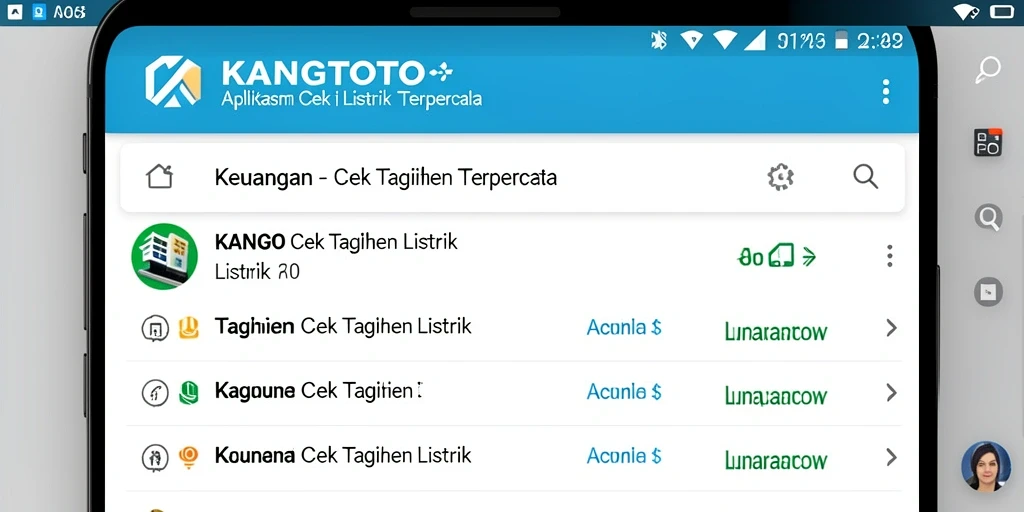 Antarmuka KANGTOTO menampilkan informasi tagihan listrik dengan jelas.
