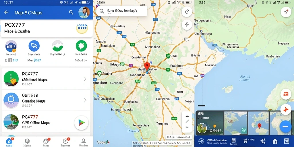 Tampilan antarmuka GPS Offline Maps PCX777 yang user-friendly dan informatif.