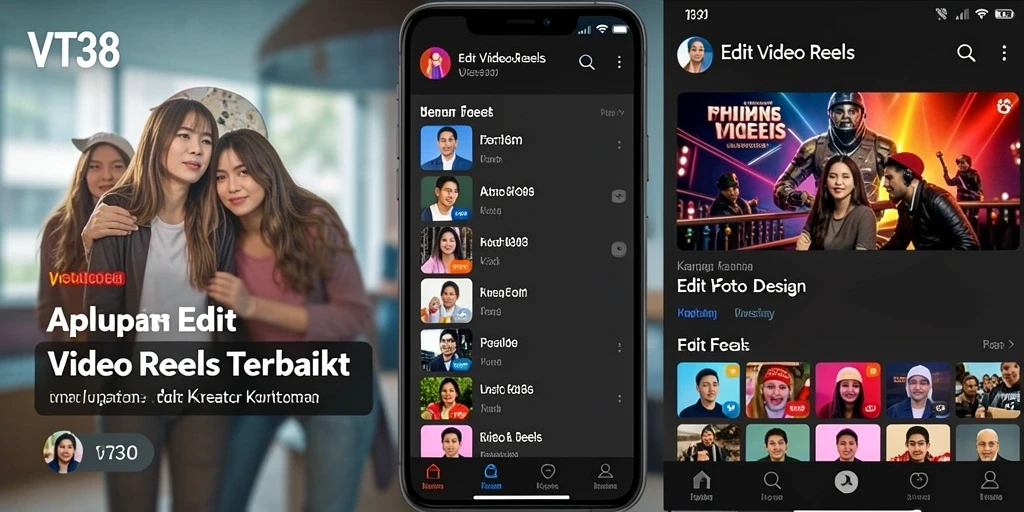 Tampilan antarmuka VT38 dengan beragam fitur Edit Video Reels.